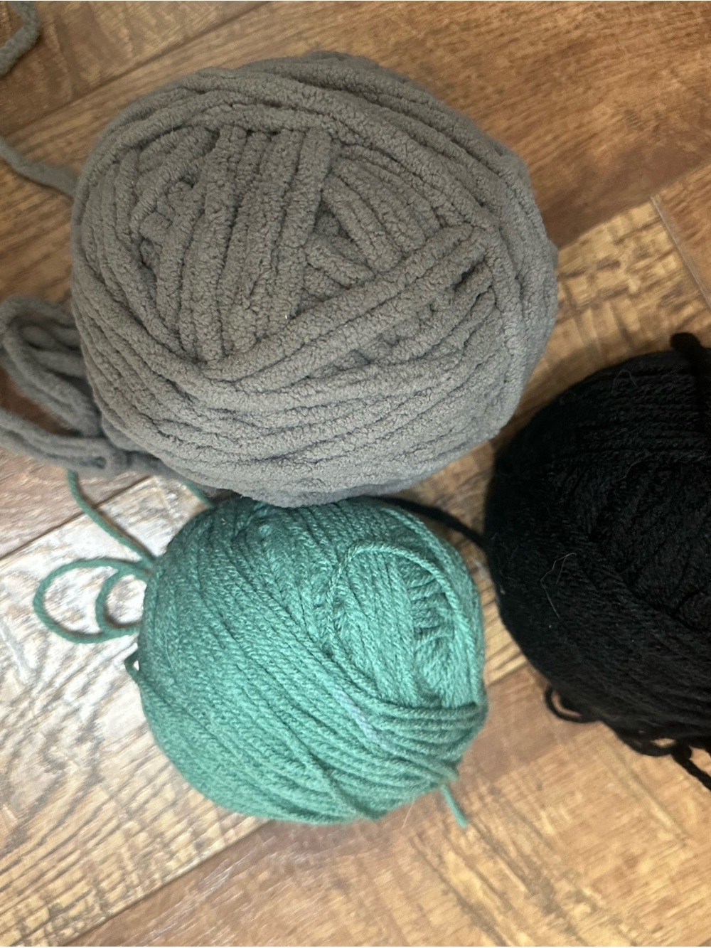 Plush Yarn Ball Trio — Gray, Teal, Black
